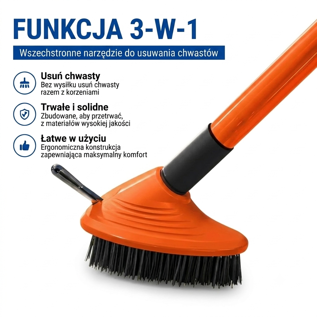 Szczotka do Fug z Trzonkiem Teleskopowym - Czyścik do Fug 3-w-1 - Szczotka do Chwastów