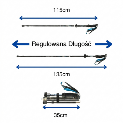 Ultralekkie Kije Trekkingowe – Regulowane, Anti-Shock i z Końcówką z Węglika Wolframu