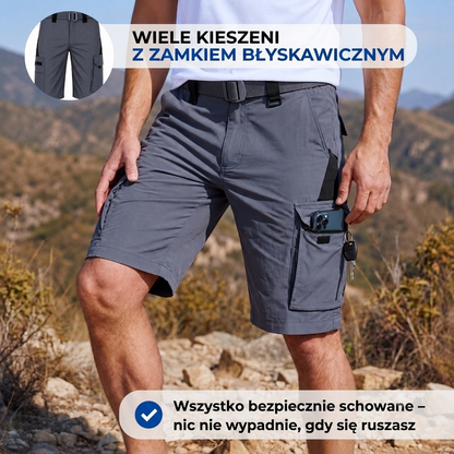 Męskie Szorty Cargo Trekkingowe – Elastyczne Krótkie Spodenki