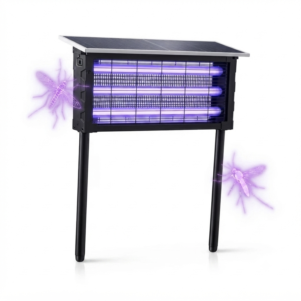Solarna Lampa na Komary XXL - Trzy Świetlówki UV - Podwójne Ładowanie Wewnątrz i na Zewnątrz
