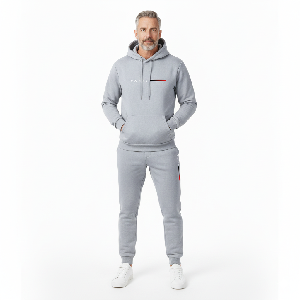 Męski komplet sportowy – Bluza z kapturem i spodnie – Stylowy i wygodny