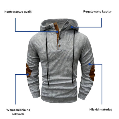 Bluza z kapturem męska – z guzikami – casualowa