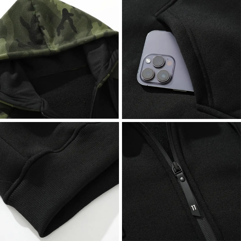 Bluza z Kapturem – Męska Bluza – Rozpinana Camo