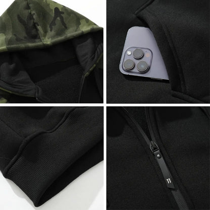 Bluza z Kapturem – Męska Bluza – Rozpinana Camo