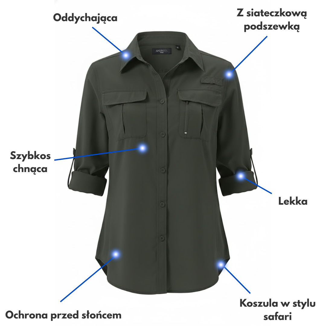 Damska koszula outdoor do wędrówek – oddychająca – szybkoschnąca