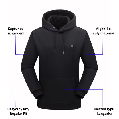 Bluza z Kapturem Męska Ogrzewana – 7 Elementów Grzewczych – Jesień/Zima