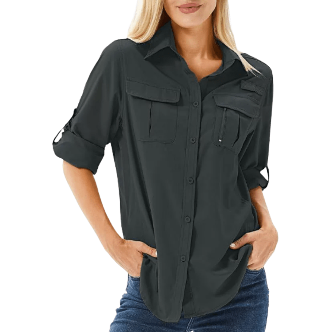 Damska oddychająca koszula trekkingowa z długim rękawem – Lekka i szybkoschnąca