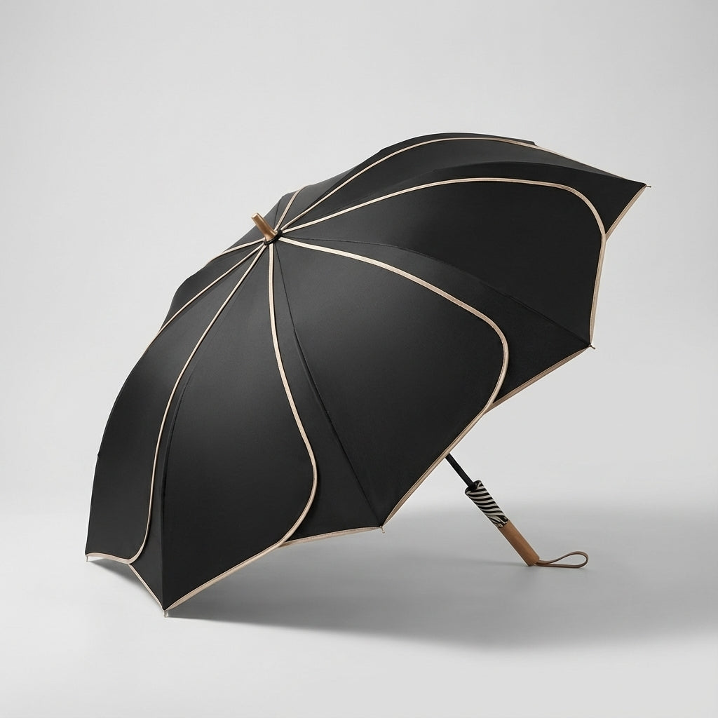 Parasol damski - Kwiatowy kształt czaszy - Drewniana rączka