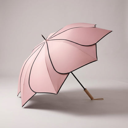 Parasol damski - Kwiatowy kształt czaszy - Drewniana rączka
