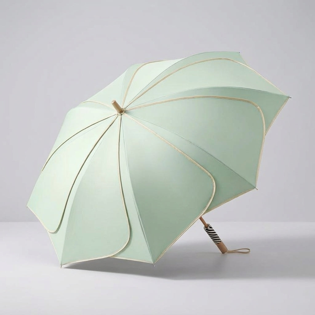 Parasol damski - Kwiatowy kształt czaszy - Drewniana rączka
