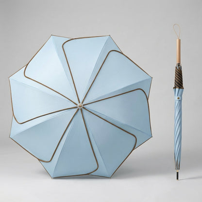 Parasol damski - Kwiatowy kształt czaszy - Drewniana rączka