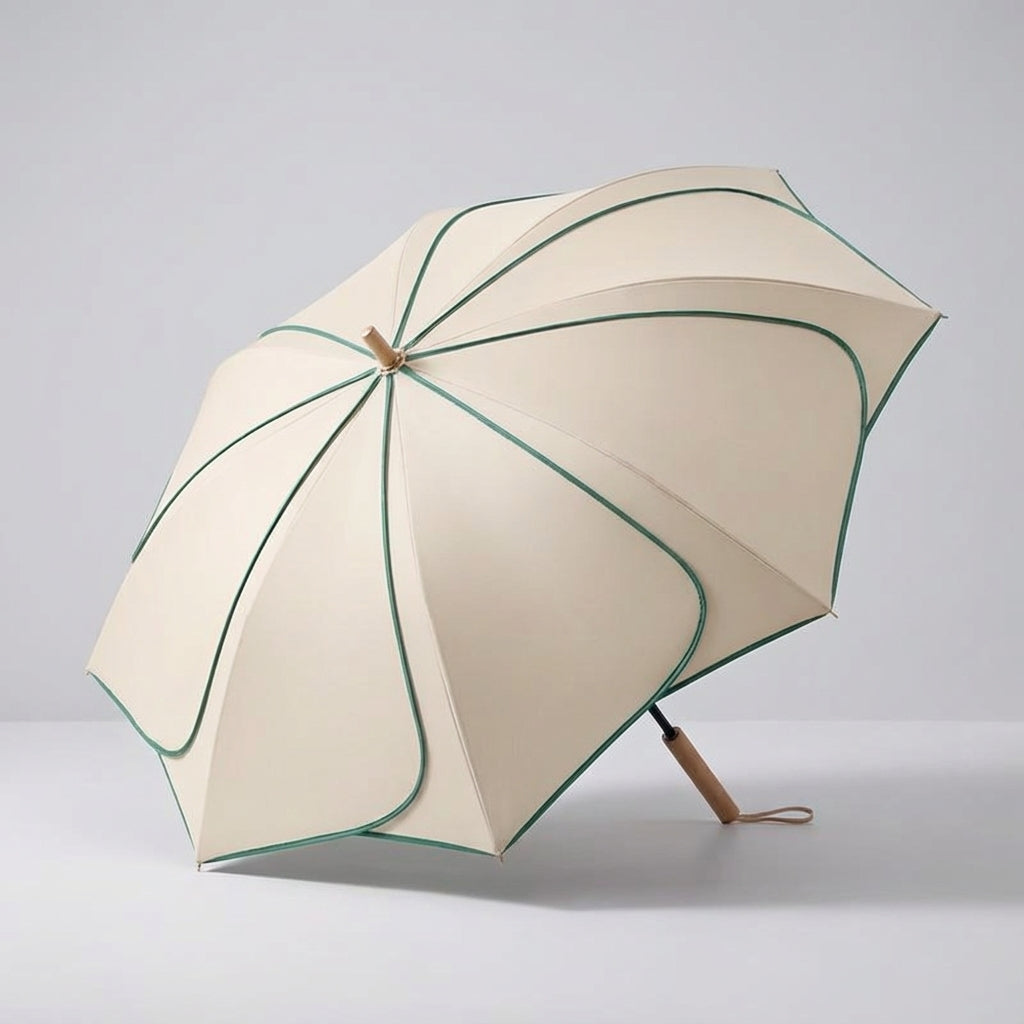 Parasol damski - Kwiatowy kształt czaszy - Drewniana rączka