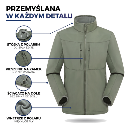 Kurtka jesienna męska z polarową podszewką, odporna na wiatr