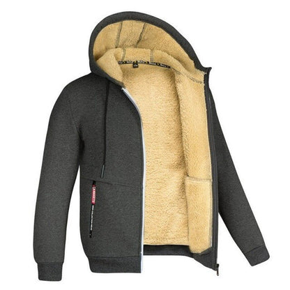 Bluza męska rozpinana z kapturem z podszewką sherpa