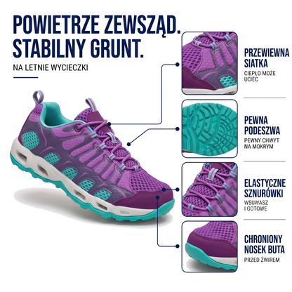 Letnie buty trekkingowe damskie z przewiewną siateczką