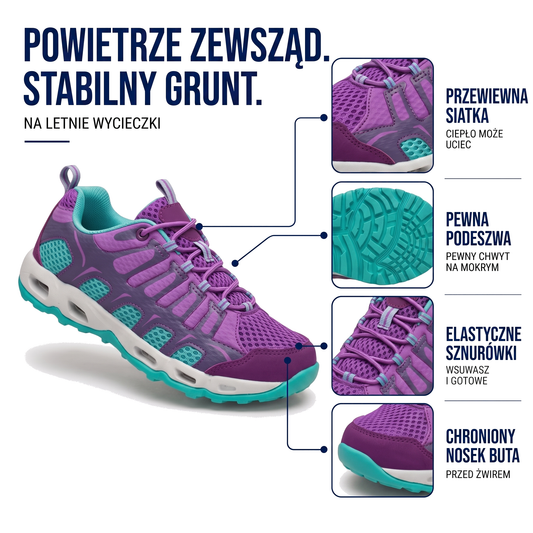 Letnie buty trekkingowe damskie z przewiewną siateczką