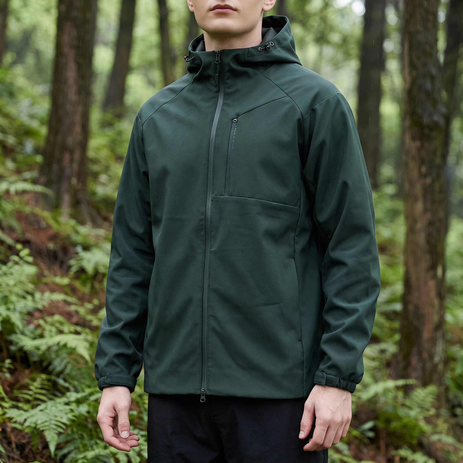 Kurtka jesienna unisex softshell z kapturem