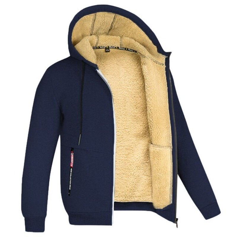 Bluza męska rozpinana z kapturem z podszewką sherpa