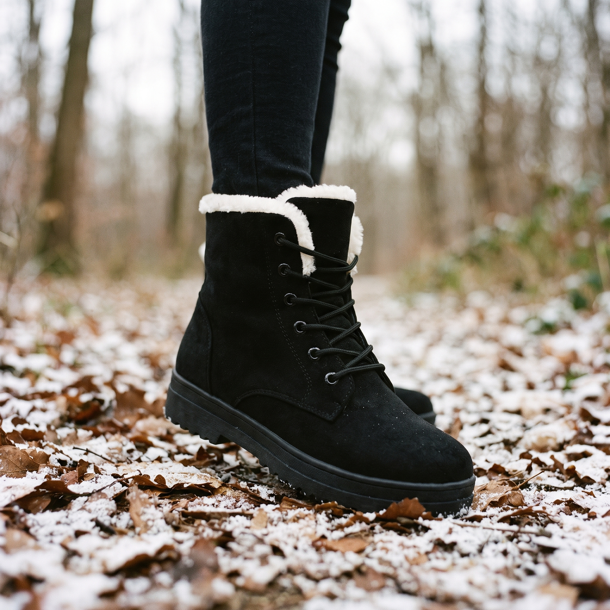Buty zimowe damskie ocieplane, sznurowane