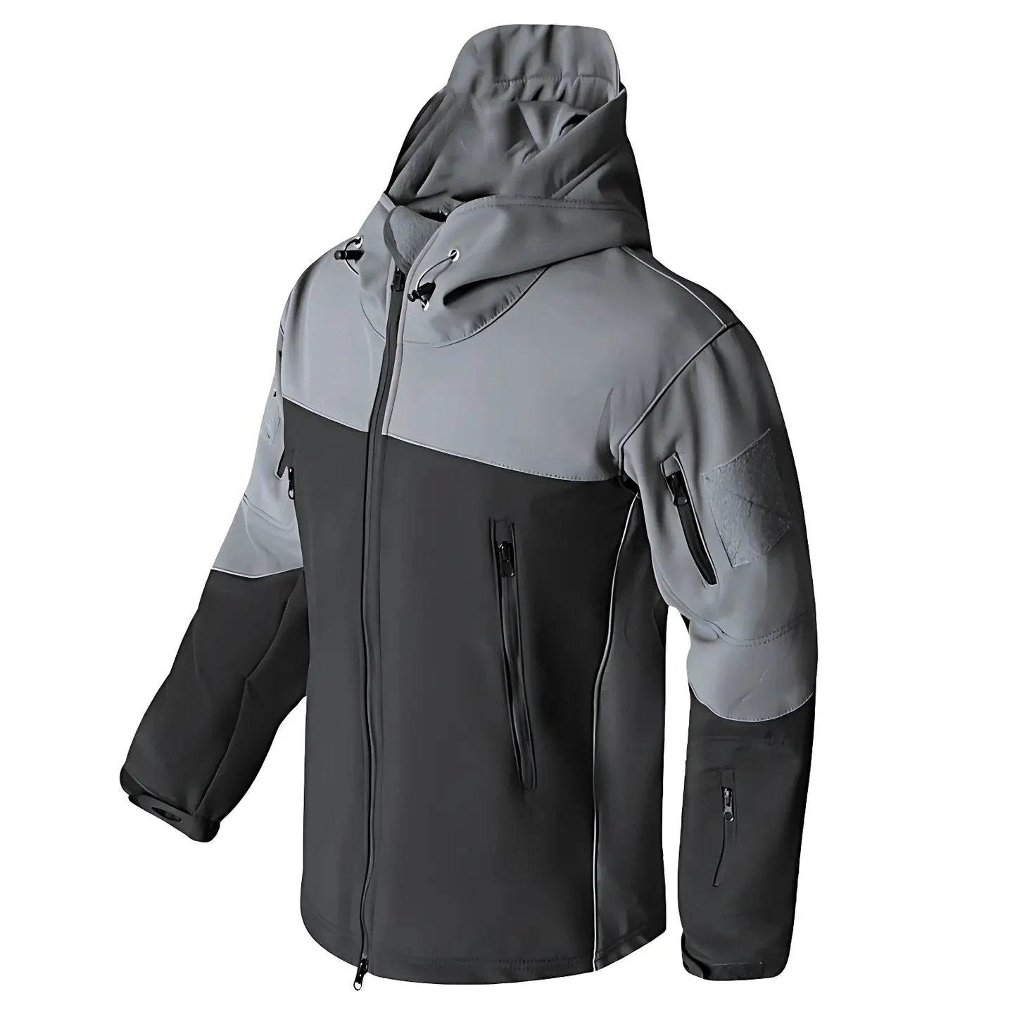 Kurtka softshell męska z polarową podszewką i taktycznym kapturem