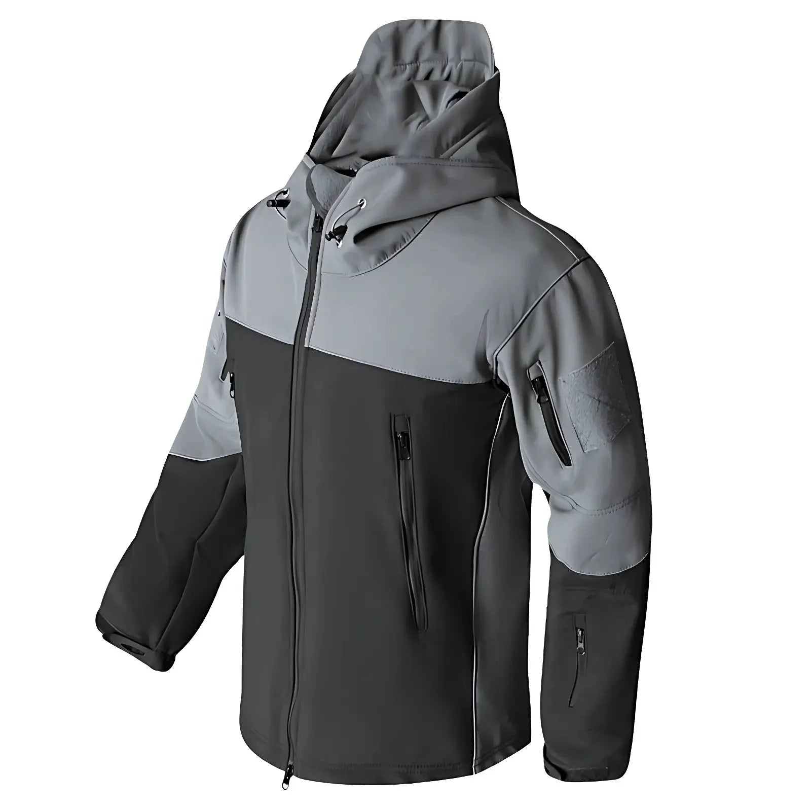Kurtka softshell męska z polarową podszewką i taktycznym kapturem