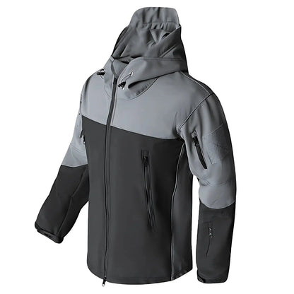 Kurtka softshell męska z polarową podszewką i taktycznym kapturem
