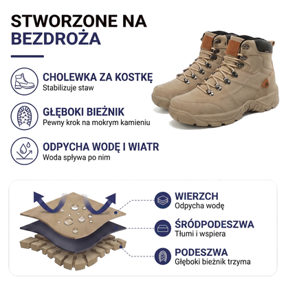 Buty trekkingowe męskie za kostkę z głębokim bieżnikiem