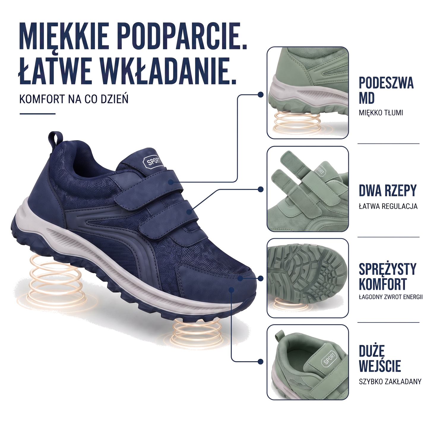 Buty ortopedyczne męskie na rzepy