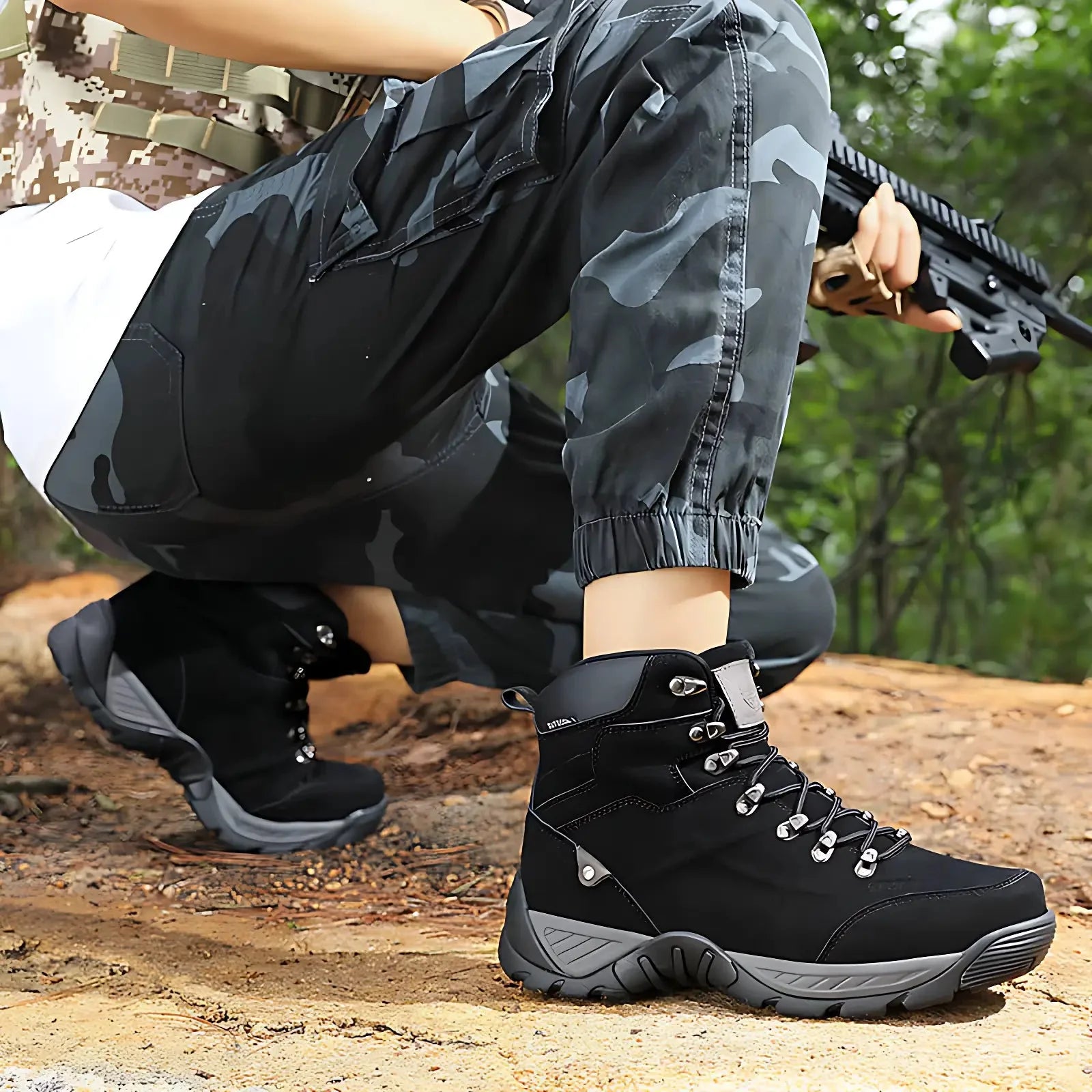 Buty trekkingowe męskie za kostkę z głębokim bieżnikiem