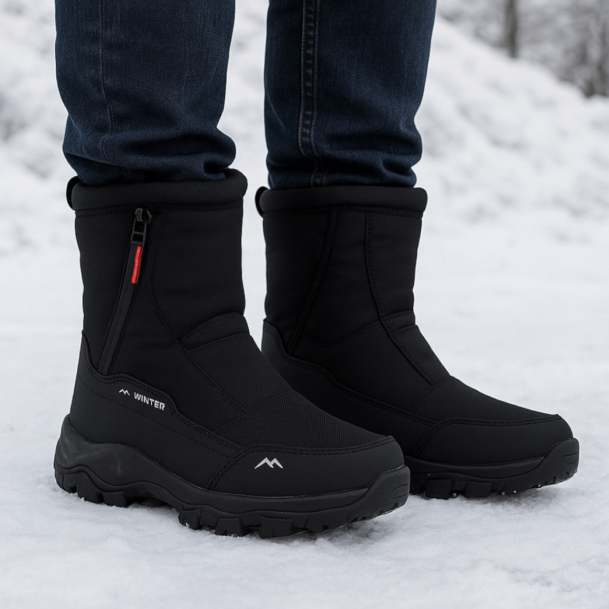 Buty zimowe damskie - Wodoodporne z tkaniny Oxford - Ocieplane