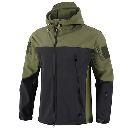 Kurtka softshell męska z polarową podszewką i taktycznym kapturem