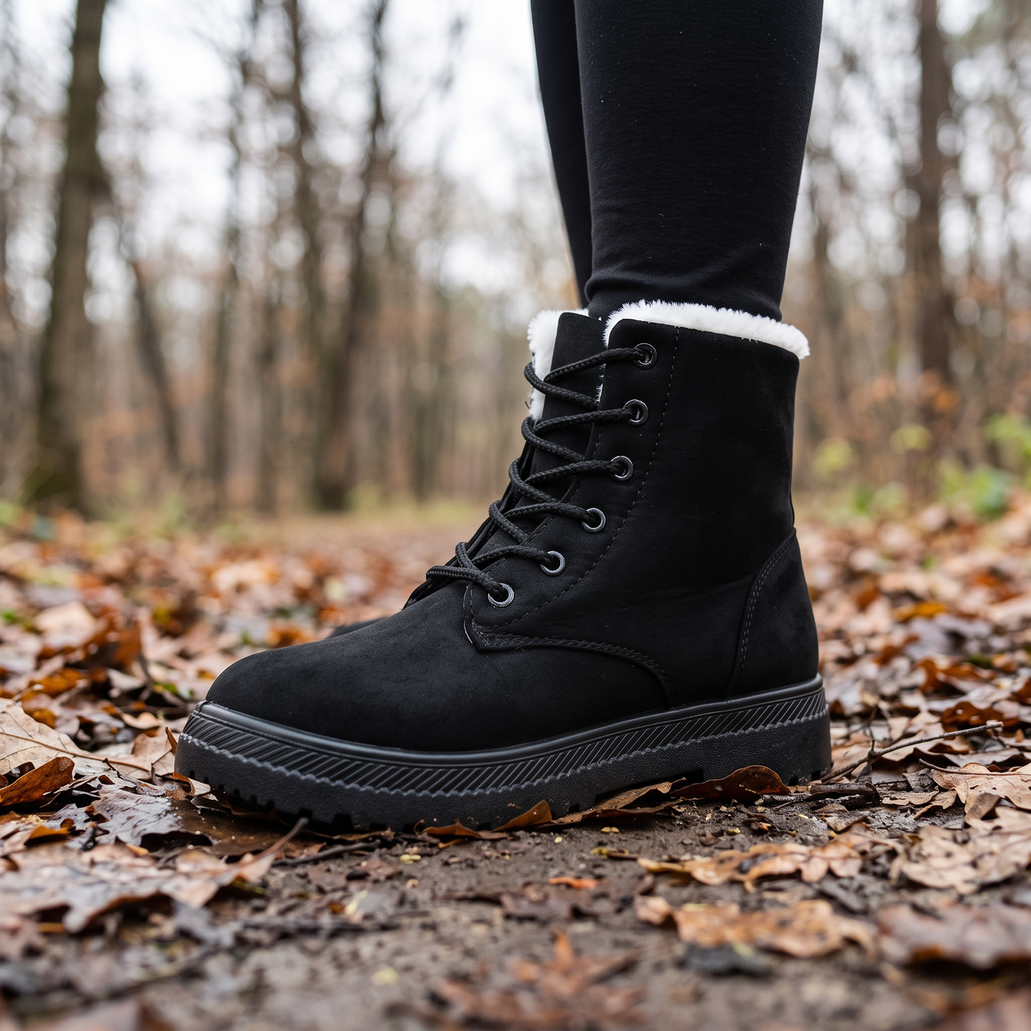 Buty zimowe damskie ocieplane, sznurowane