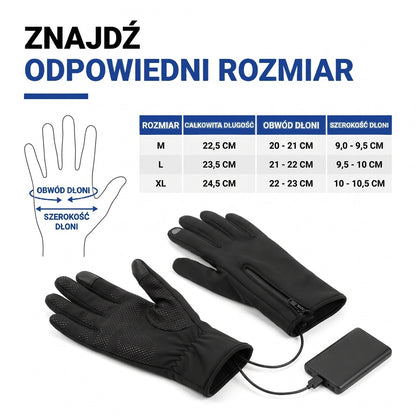 Rękawiczki ogrzewane - Wodoodporne i wiatroszczelne - Zasilane powerbankiem
