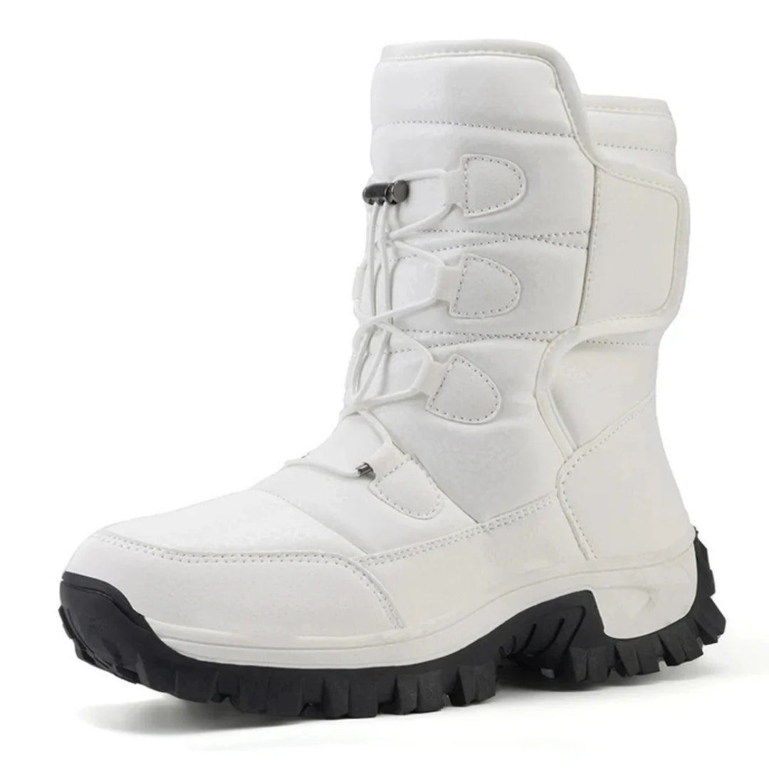 Buty zimowe damskie ocieplane - Wodoodporne na rzepy - Platforma