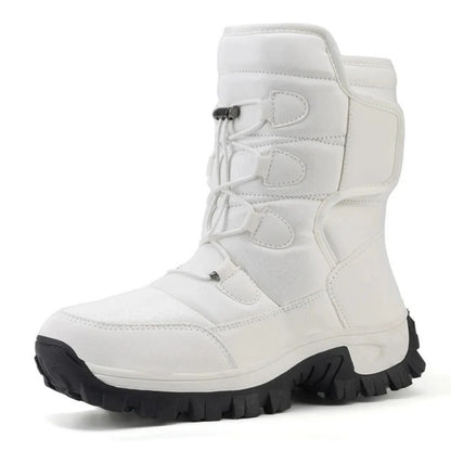 Buty zimowe damskie ocieplane - Wodoodporne na rzepy - Platforma