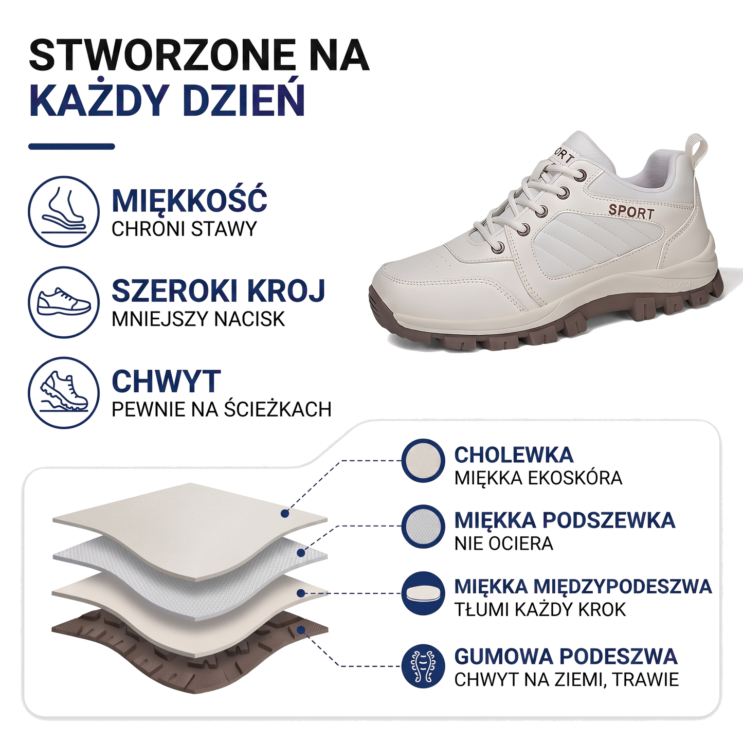 Buty trekkingowe damskie z amortyzowaną podeszwą i szerokim przodem