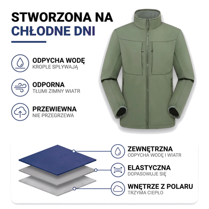 Kurtka jesienna męska z polarową podszewką, odporna na wiatr