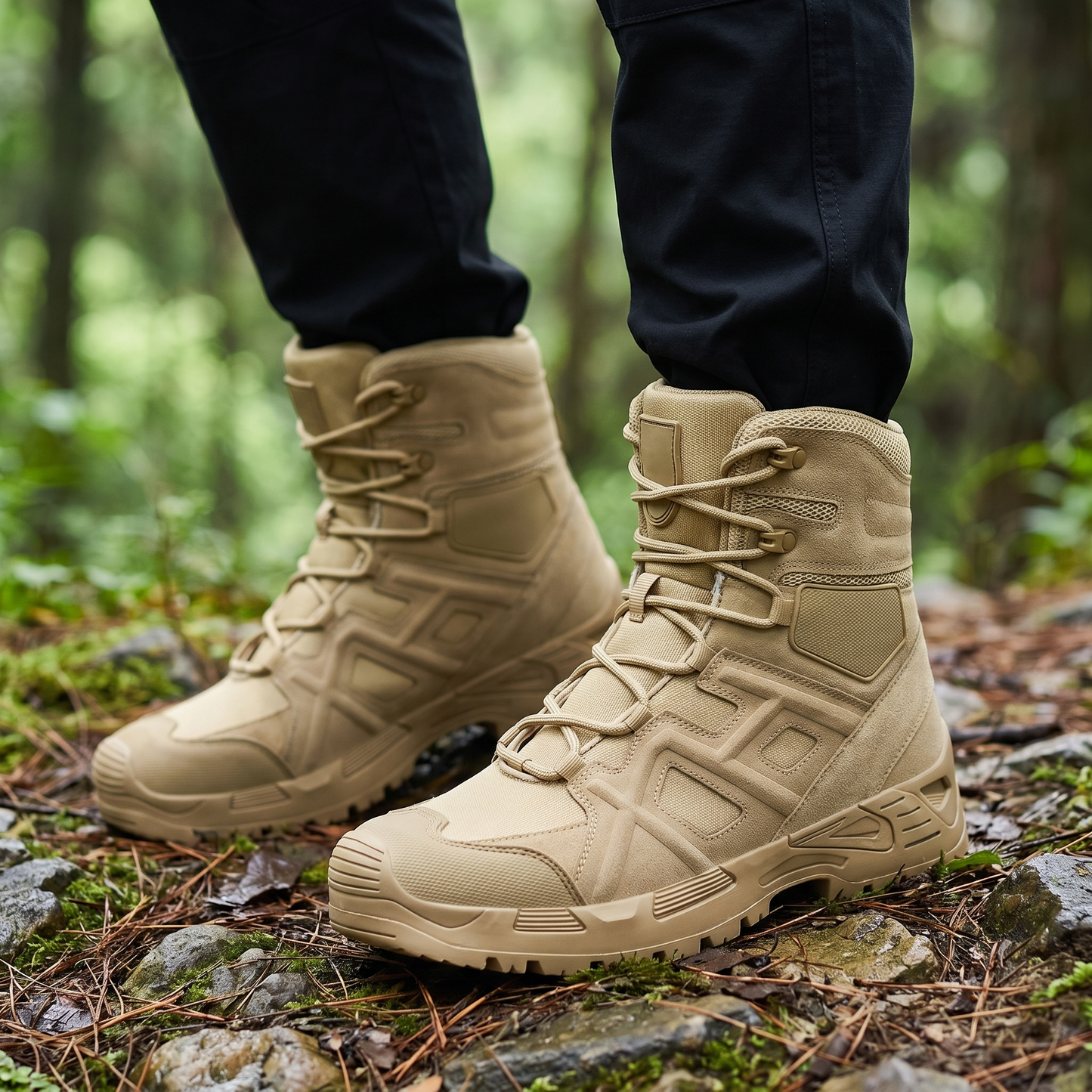 Buty taktyczne męskie z wysoką cholewką i grubym bieżnikiem