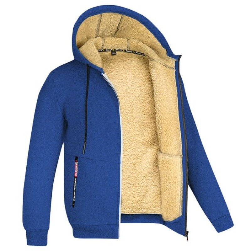 Bluza męska rozpinana z kapturem z podszewką sherpa