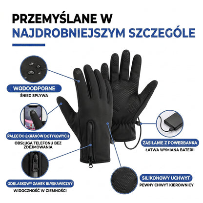 Rękawiczki ogrzewane - Wodoodporne i wiatroszczelne - Zasilane powerbankiem