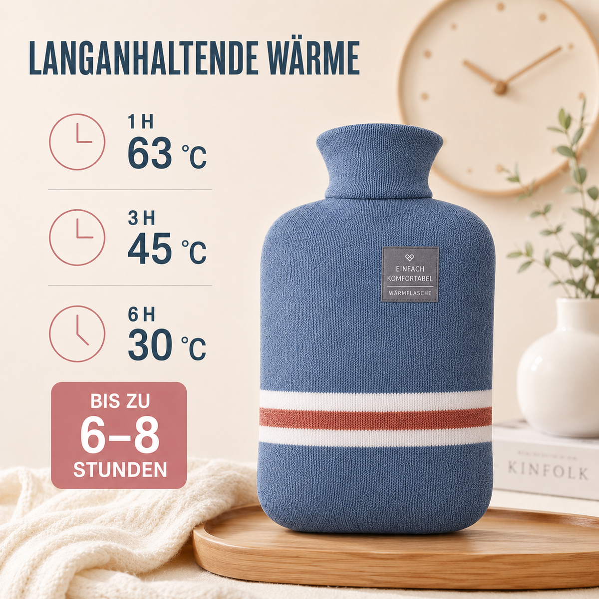 Termofor 2 litry w miękkim dzianinowym pokrowcu