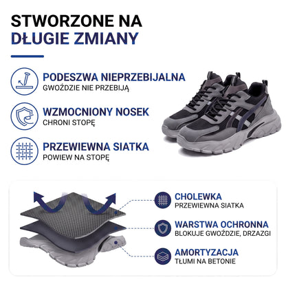 Lekkie buty robocze męskie z oddychającą siatką