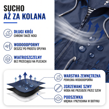 Płaszcz przeciwdeszczowy damski - wodoodporna i wiatroszczelna