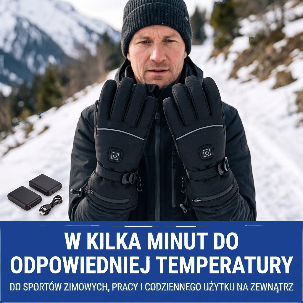 Rękawiczki podgrzewane - 3 poziomy grzania - Wodoodporne i wiatroszczelne