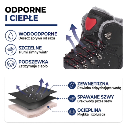 Buty trekkingowe zimowe męskie, wodoodporne i ocieplane
