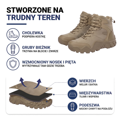 Lekkie buty taktyczne męskie z grubym bieżnikiem