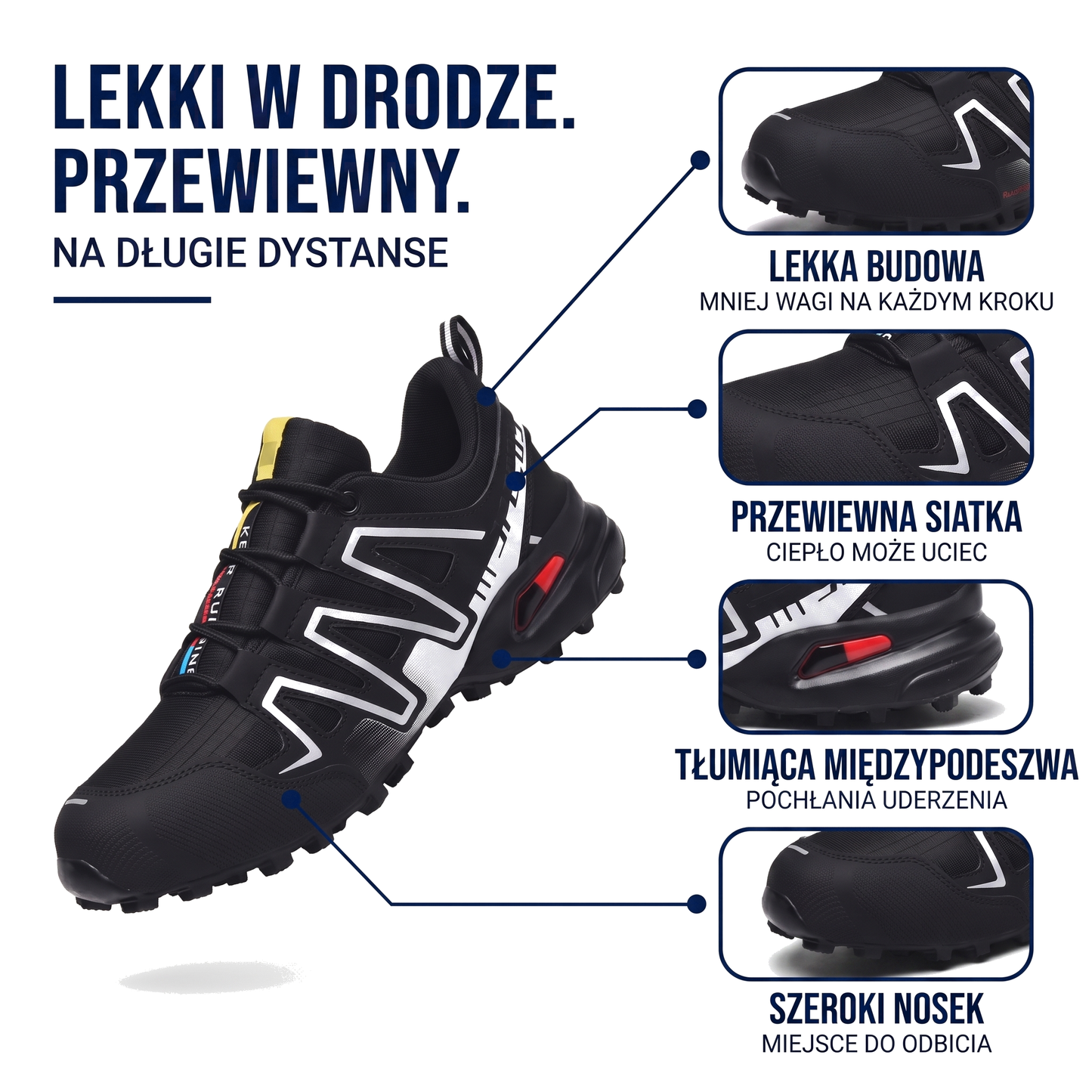 Lekkie, oddychające buty trekkingowe męskie z głębokim bieżnikiem