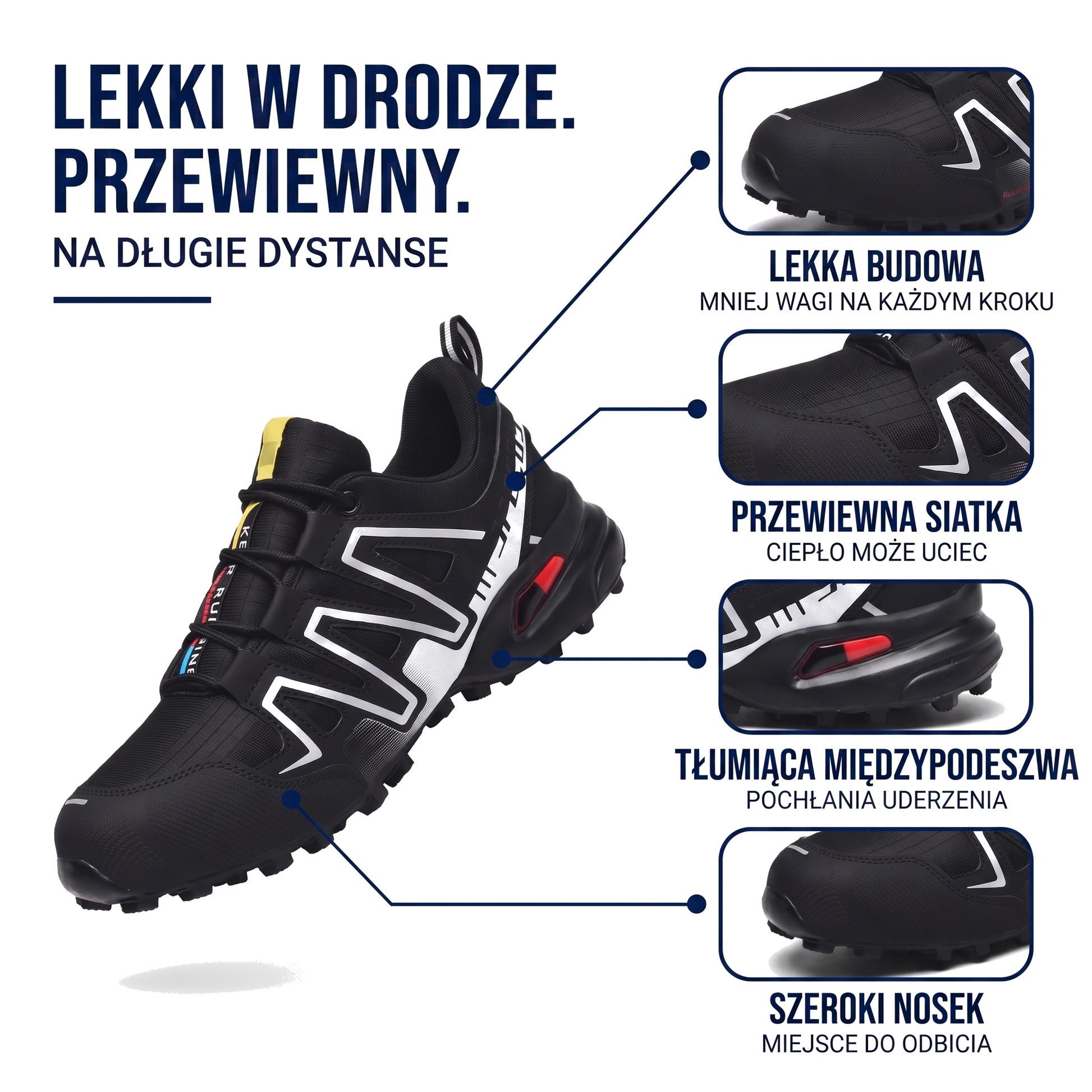 Lekkie, oddychające buty trekkingowe męskie z głębokim bieżnikiem