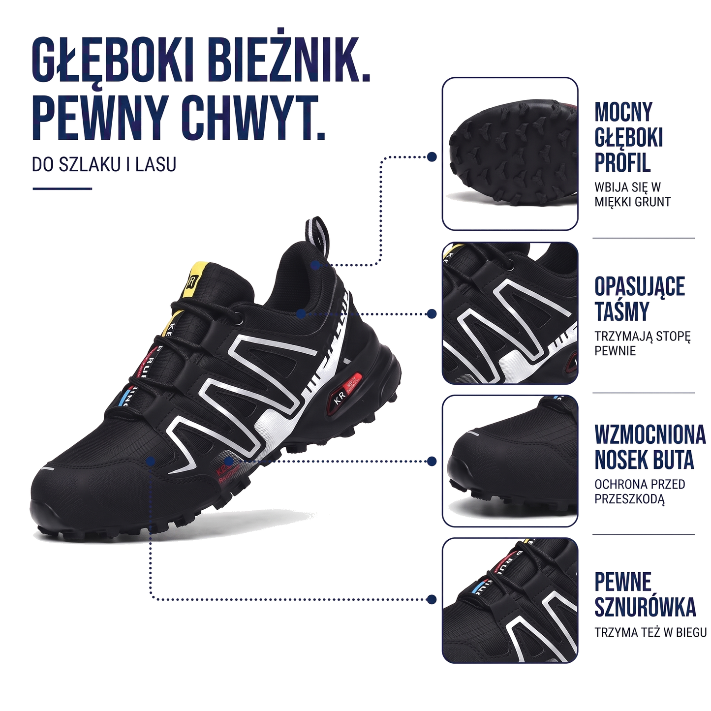 Lekkie, oddychające buty trekkingowe męskie z głębokim bieżnikiem