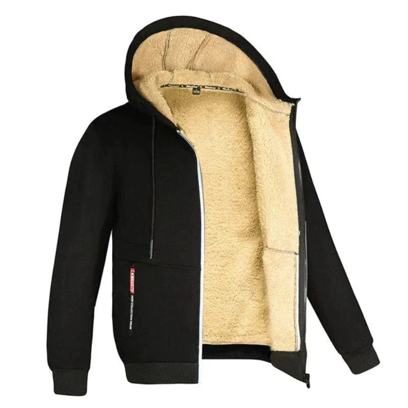 Bluza męska rozpinana z kapturem z podszewką sherpa